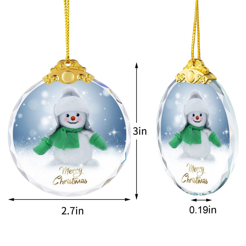 YouerCrystal Christmas Crystal Decoration Hanging Ornament  Shiny Decor Ornament Decoration for Christmas Tree  Crystal Home Decor Xmas Gifts (Snowman) - Image 2